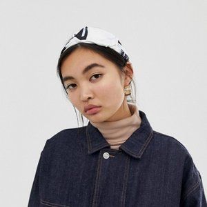 ASOS DESIGN knot front headband in abstract print